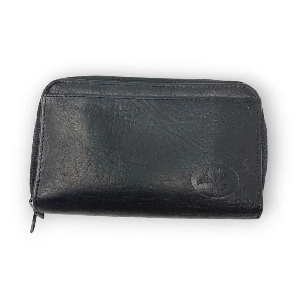 Buxton RFID Julia Heiress Double Zip Around Leather Wallet Black
